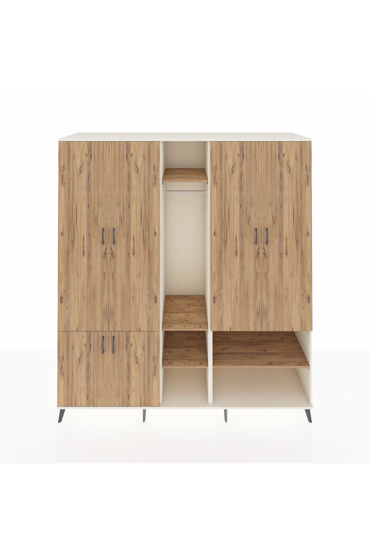 Kronos Dolap 15 Raflı 5 Kapaklı Tek Askılı 220x59x243 Aytaşı-Çam/Çam