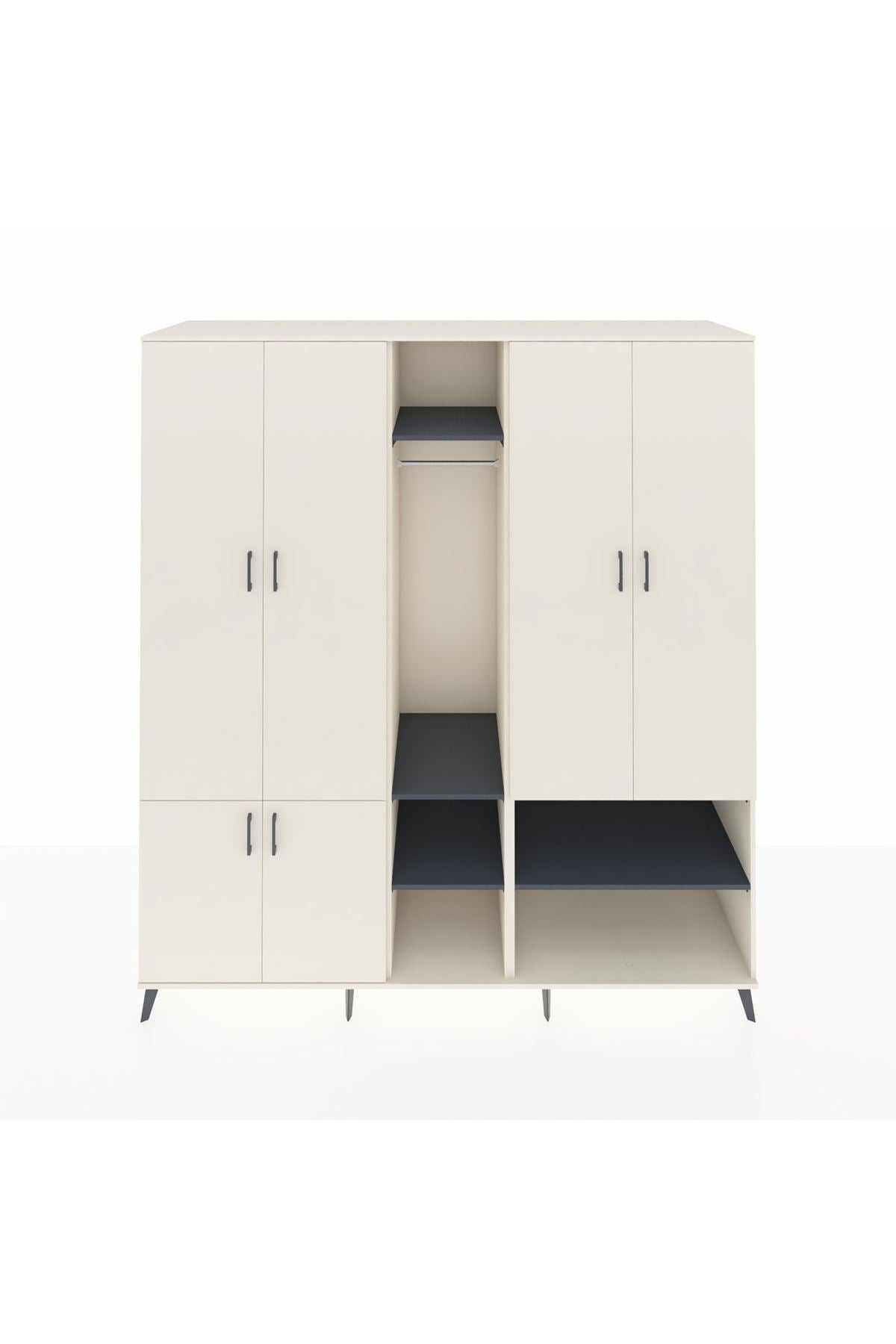 Kronos Dolap 15 Raflı 5 Kapaklı Tek Askılı 220x59x243 Aytaşı-Aytaşı/Antrasit