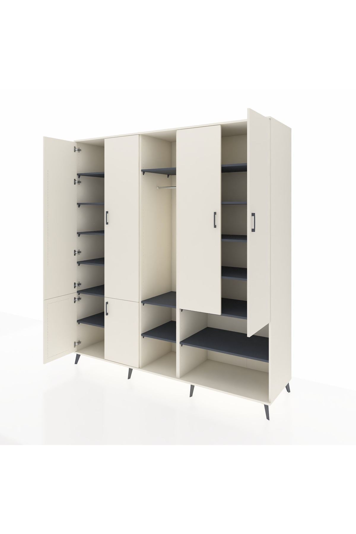 Kronos Dolap 15 Raflı 5 Kapaklı Tek Askılı 220x59x243 Aytaşı-Aytaşı/Antrasit