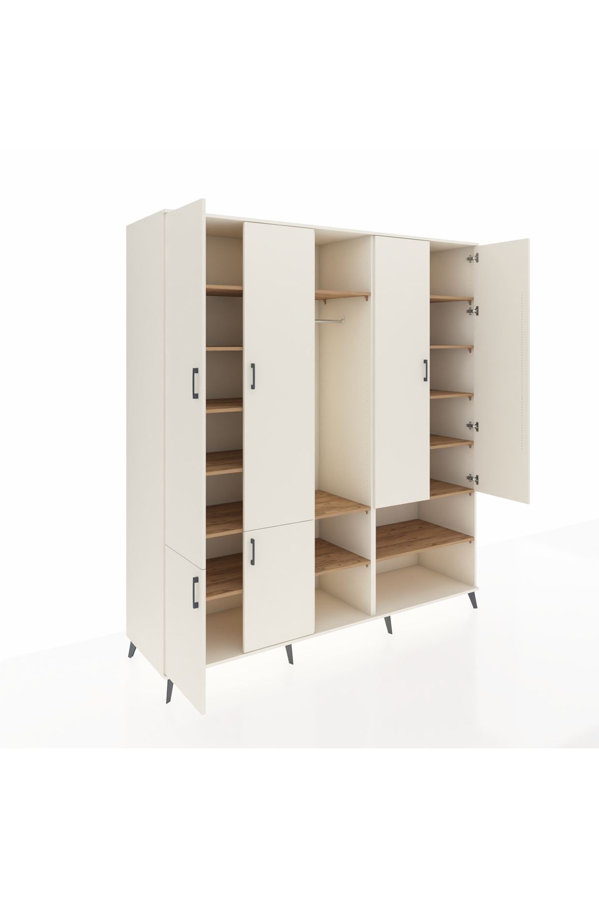 Kronos Dolap 15 Raflı 5 Kapaklı Tek Askılı 220x59x243 Aytaşı-Aytaşı/Çam