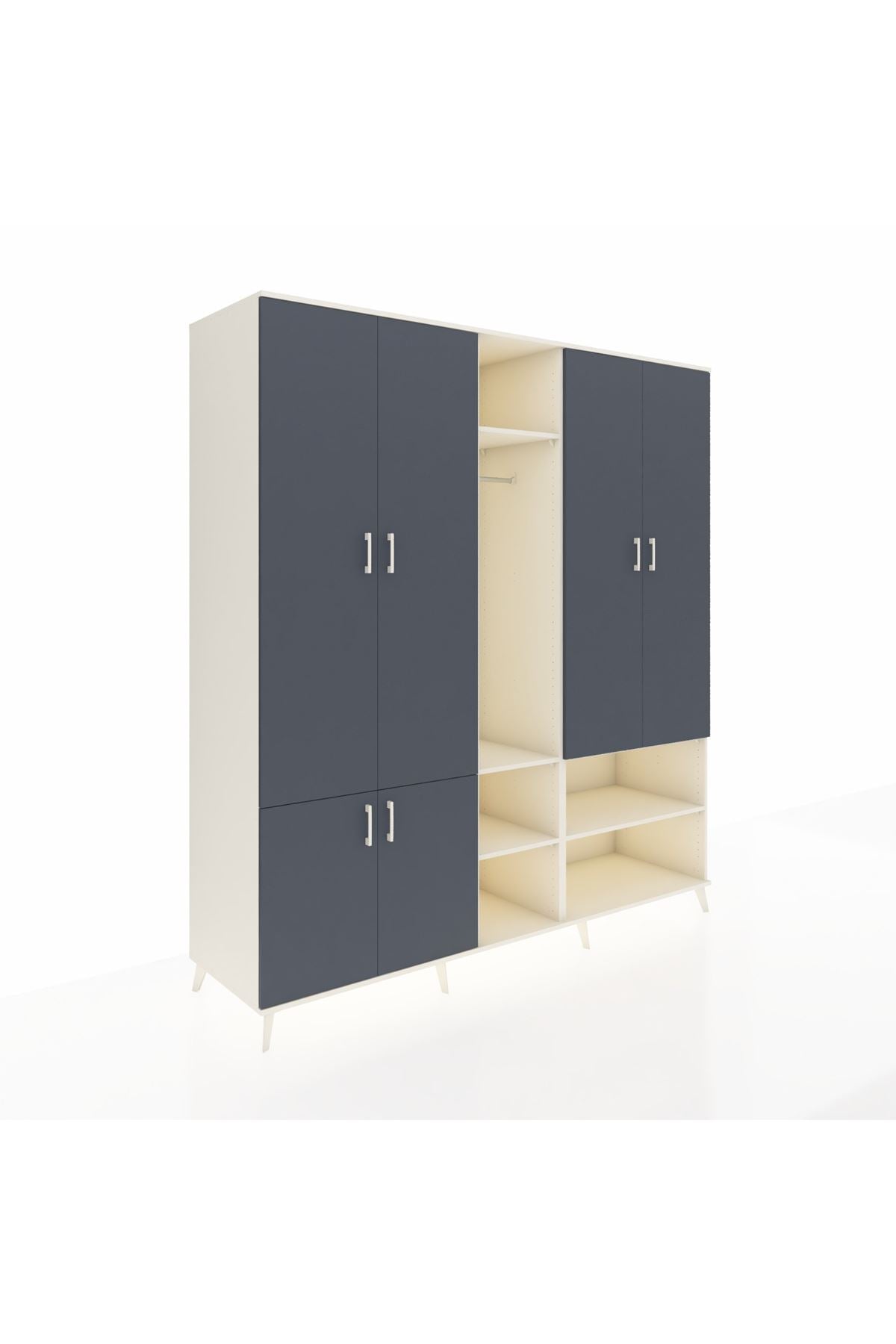 Kronos Dolap 15 Raflı 5 Kapaklı Tek Askılı 220x59x243 Aytaşı-Antrasit/Aytaşı