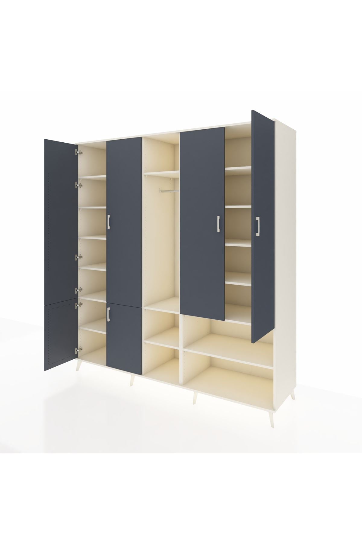 Kronos Dolap 15 Raflı 5 Kapaklı Tek Askılı 220x59x243 Aytaşı-Antrasit/Aytaşı