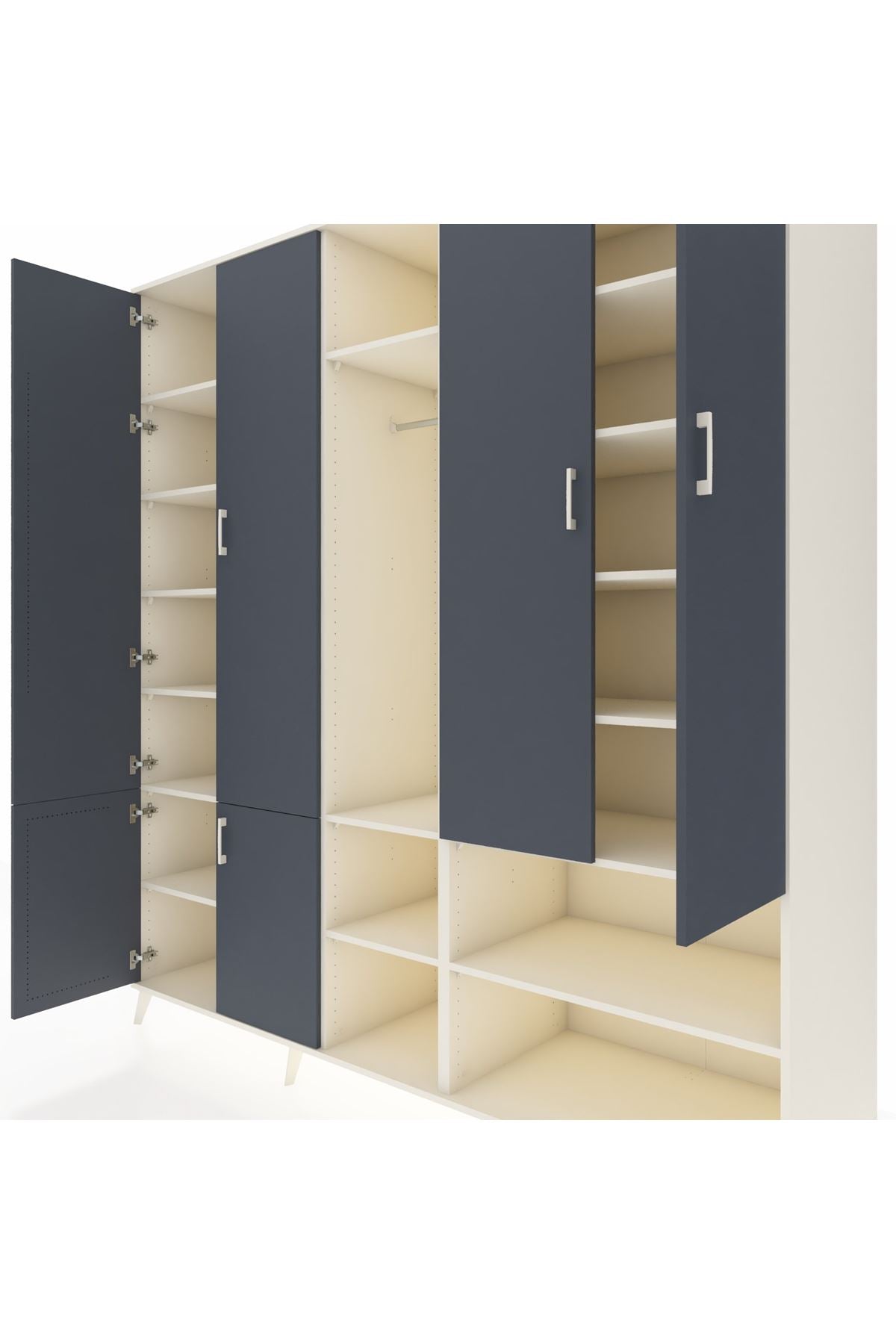 Kronos Dolap 15 Raflı 5 Kapaklı Tek Askılı 220x59x243 Aytaşı-Antrasit/Aytaşı