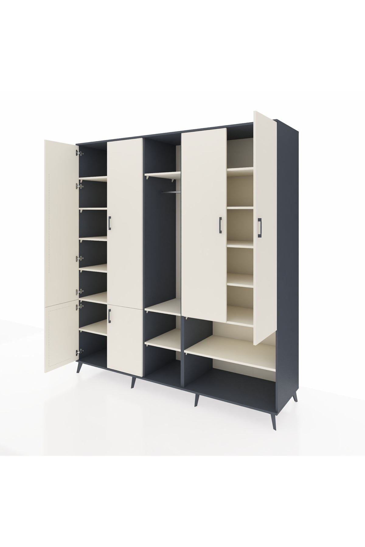 Kronos Dolap 15 Raflı 5 Kapaklı Tek Askılı 220x59x243 Antrasit-Aytaşı/Aytaşı