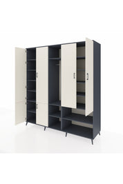 Kronos Dolap 15 Raflı 5 Kapaklı Tek Askılı 220x59x243 Antrasit-Aytaşı/Antrasit