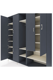 Kronos Dolap 15 Raflı 5 Kapaklı Tek Askılı 220x59x243 Antrasit-Antrasit/Aytaşı