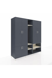 Kronos Dolap 15 Raflı 5 Kapaklı Tek Askılı 220x59x243 Antrasit-Antrasit/Aytaşı