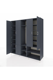 Kronos Dolap 15 Raflı 5 Kapaklı Tek Askılı 220x59x243 Antrasit-Antrasit/Antrasit