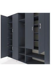 Kronos Dolap 15 Raflı 5 Kapaklı Tek Askılı 220x59x243 Antrasit-Antrasit/Antrasit