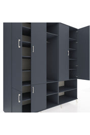 Kronos Dolap 15 Raflı 5 Kapaklı Tek Askılı 220x59x243 Antrasit-Antrasit/Antrasit