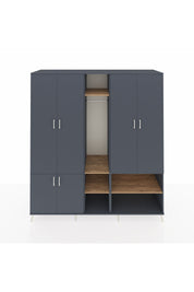 Kronos Dolap 15 Raflı 5 Kapaklı Tek Askılı 220x59x243 Antrasit-Antrasit/Çam