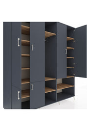 Kronos Dolap 15 Raflı 5 Kapaklı Tek Askılı 220x59x243 Antrasit-Antrasit/Çam