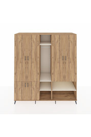 Kronos Dolap 15 Raflı 5 Kapaklı Tek Askılı 220x59x243 Çam-Çam/Aytaşı