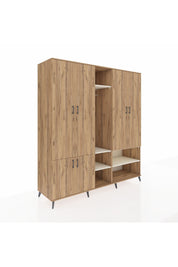 Kronos Dolap 15 Raflı 5 Kapaklı Tek Askılı 220x59x243 Çam-Çam/Aytaşı