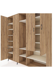 Kronos Dolap 15 Raflı 5 Kapaklı Tek Askılı 220x59x243 Çam-Çam/Aytaşı