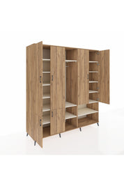 Kronos Dolap 15 Raflı 5 Kapaklı Tek Askılı 220x59x243 Çam-Çam/Aytaşı