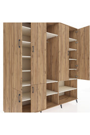 Kronos Dolap 15 Raflı 5 Kapaklı Tek Askılı 220x59x243 Çam-Çam/Aytaşı