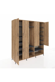 Kronos Dolap 15 Raflı 5 Kapaklı Tek Askılı 220x59x243 Çam-Çam/Antrasit