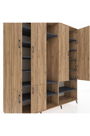 Kronos Dolap 15 Raflı 5 Kapaklı Tek Askılı 220x59x243 Çam-Çam/Antrasit