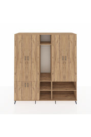 Kronos Dolap 15 Raflı 5 Kapaklı Tek Askılı 220x59x243 Çam-Çam/Çam