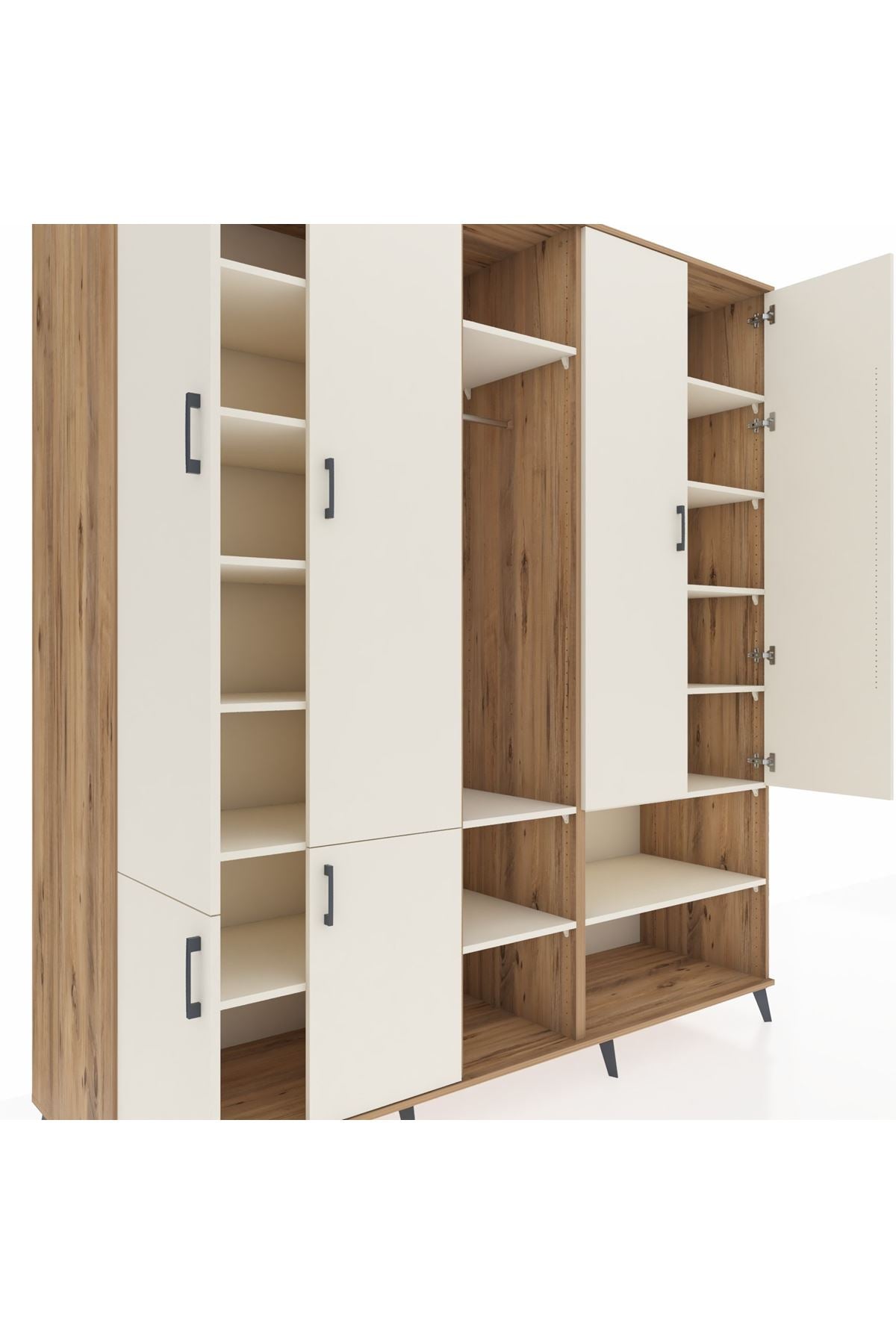 Kronos Dolap 15 Raflı 5 Kapaklı Tek Askılı 220x59x243 Çam-Aytaşı/Aytaşı