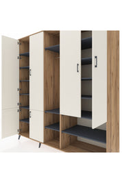 Kronos Dolap 15 Raflı 5 Kapaklı Tek Askılı 220x59x243 Çam-Aytaşı/Antrasit