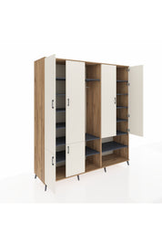 Kronos Dolap 15 Raflı 5 Kapaklı Tek Askılı 220x59x243 Çam-Aytaşı/Antrasit