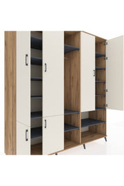 Kronos Dolap 15 Raflı 5 Kapaklı Tek Askılı 220x59x243 Çam-Aytaşı/Antrasit