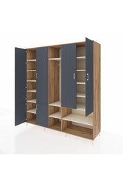 Kronos Dolap 15 Raflı 5 Kapaklı Tek Askılı 220x59x243 Çam-Antrasit/Aytaşı