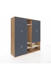 Kronos Dolap 15 Raflı 5 Kapaklı Tek Askılı 220x59x243 Çam-Antrasit/Aytaşı