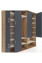 Kronos Dolap 15 Raflı 5 Kapaklı Tek Askılı 220x59x243 Çam-Antrasit/Aytaşı