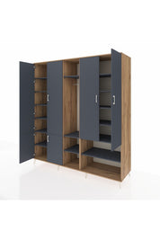 Kronos Dolap 15 Raflı 5 Kapaklı Tek Askılı 220x59x243 Çam-Antrasit/Antrasit