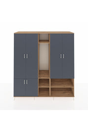 Kronos Dolap 15 Raflı 5 Kapaklı Tek Askılı 220x59x243 Çam-Antrasit/Çam