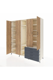 Kronos Dolap 14 Raflı 4 Çekmeceli Tek Askılı 220x59x243 - S784M022V02C