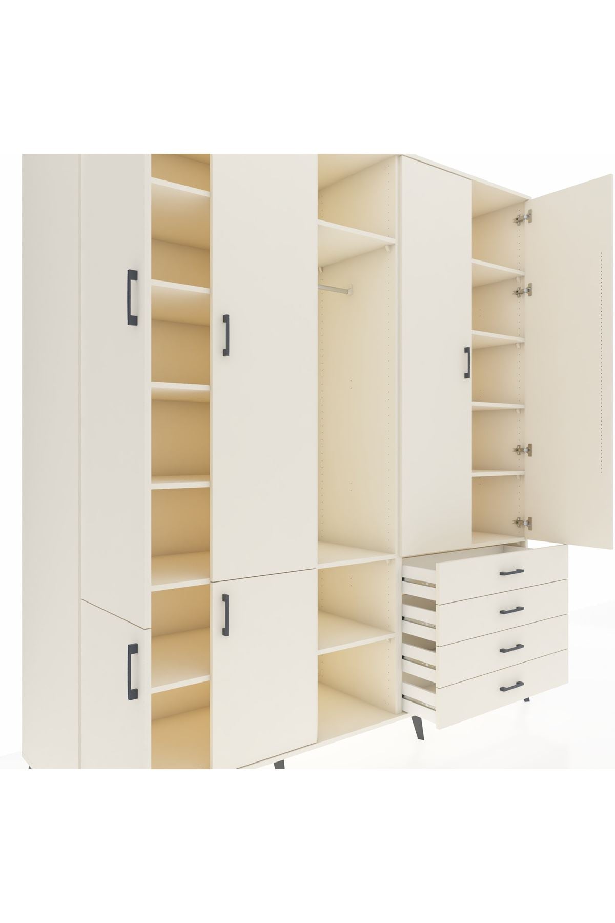 Kronos Dolap 14 Raflı 4 Çekmeceli Tek Askılı 220x59x243 - S784M022V04C