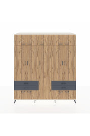 Kronos Dolap 12 Raflı 4 Çekmeceli 2 Askılı 220x59x243 Aytaşı-Çam/Antrasit