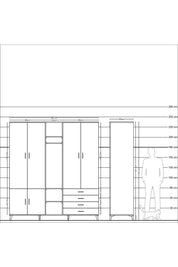Kronos Dolap 14 Raflı 4 Çekmeceli Tek Askılı 220x59x243 - S784M022V06C