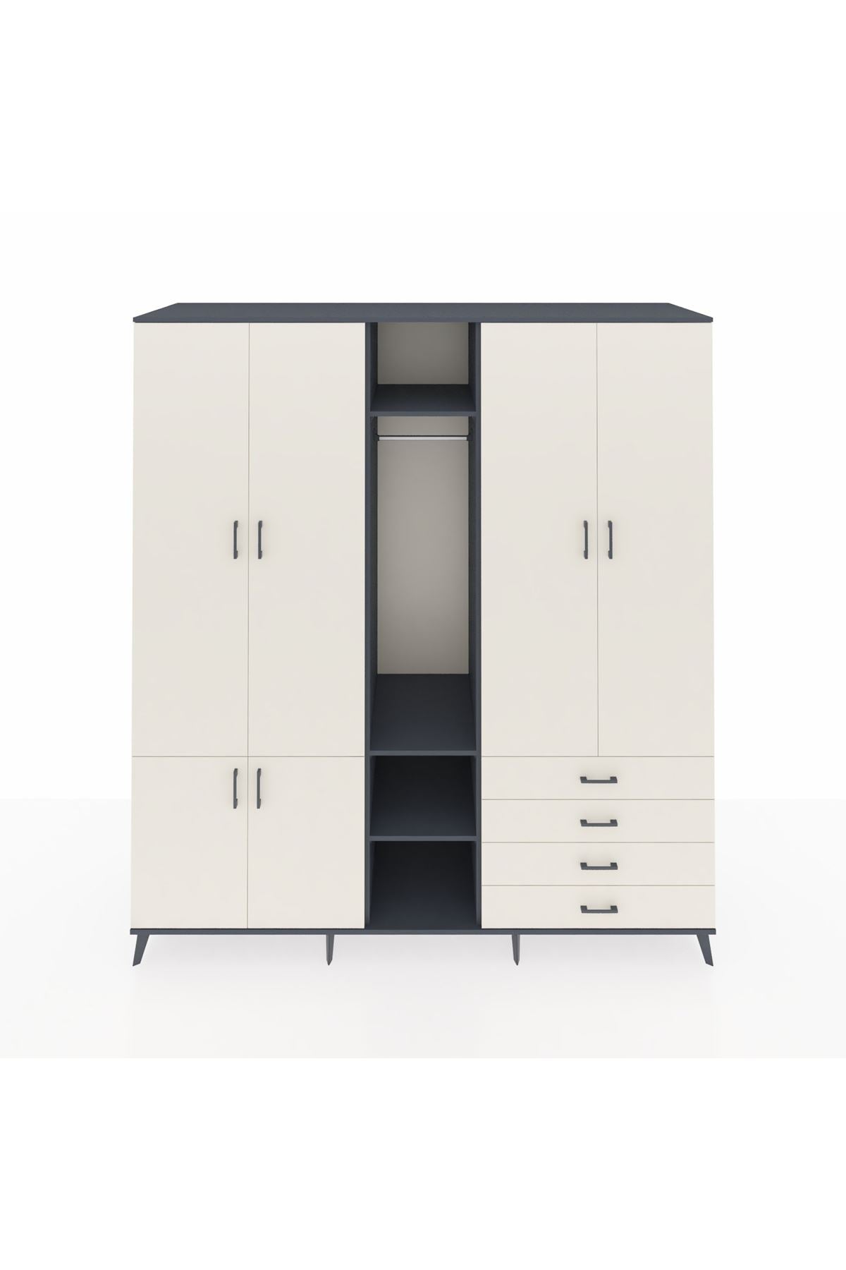 Kronos Dolap 14 Raflı 4 Çekmeceli Tek Askılı 220x59x243 - S784M022V13C