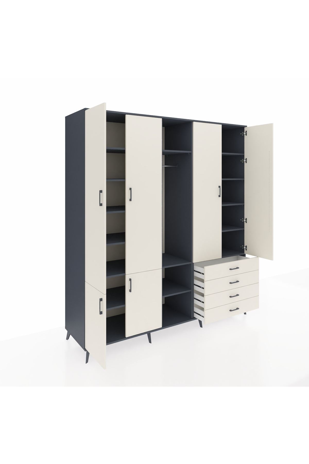 Kronos Dolap 14 Raflı 4 Çekmeceli Tek Askılı 220x59x243 - S784M022V13C
