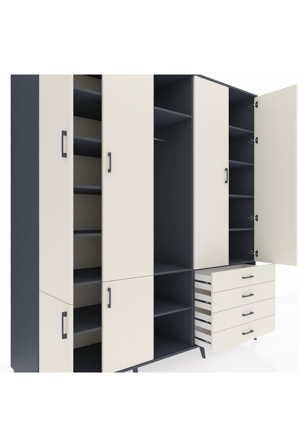 Kronos Dolap 14 Raflı 4 Çekmeceli Tek Askılı 220x59x243 - S784M022V13C