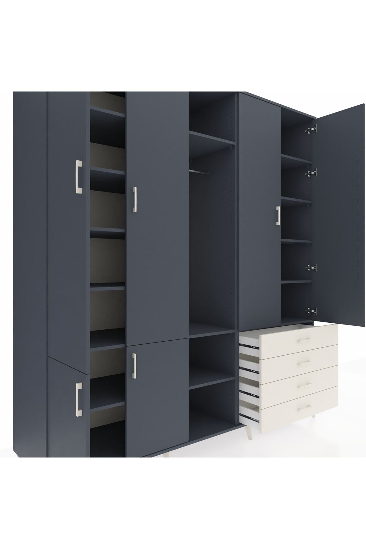 Kronos Dolap 14 Raflı 4 Çekmeceli Tek Askılı 220x59x243 - S784M022V16C