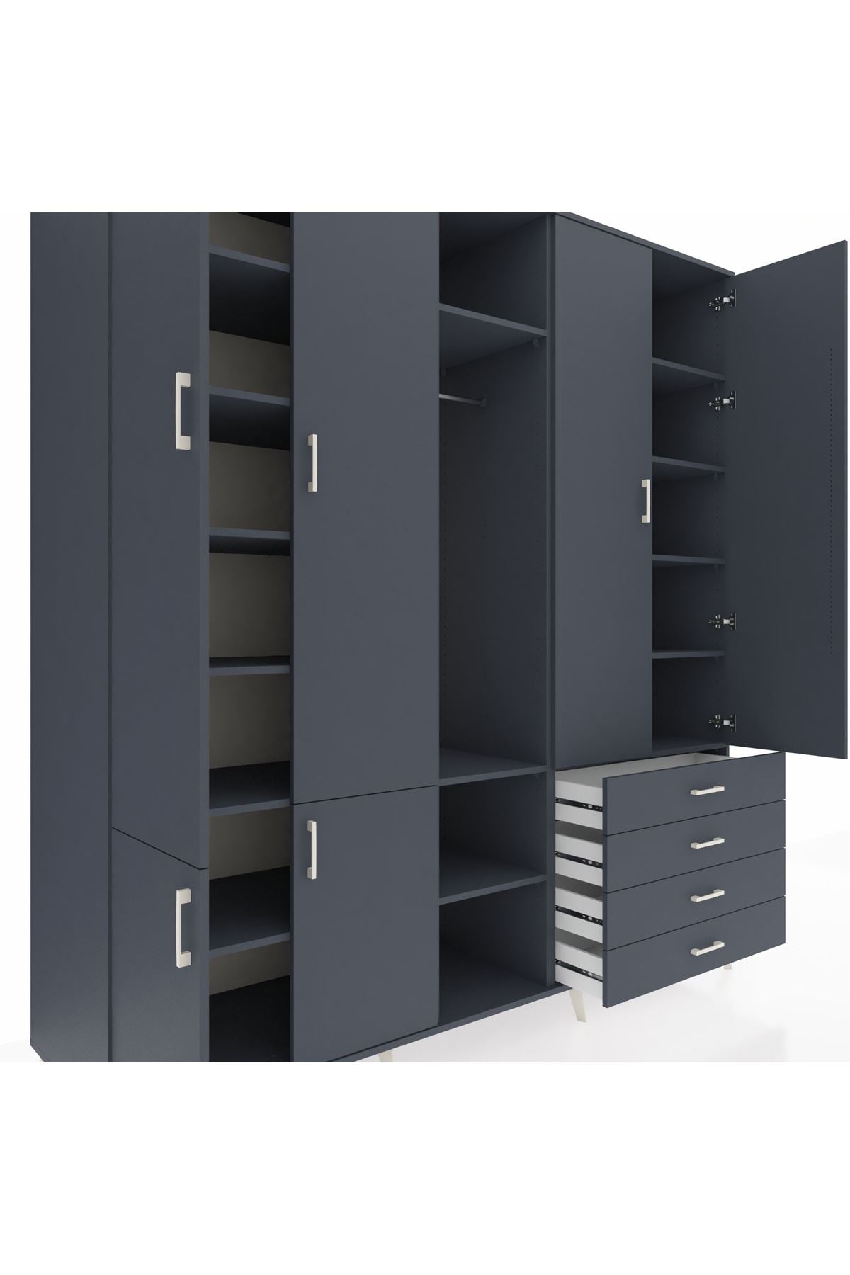 Kronos Dolap 14 Raflı 4 Çekmeceli Tek Askılı 220x59x243 - S784M022V17C