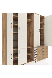 Kronos Dolap 14 Raflı 4 Çekmeceli Tek Askılı 220x59x243 - S784M022V24C