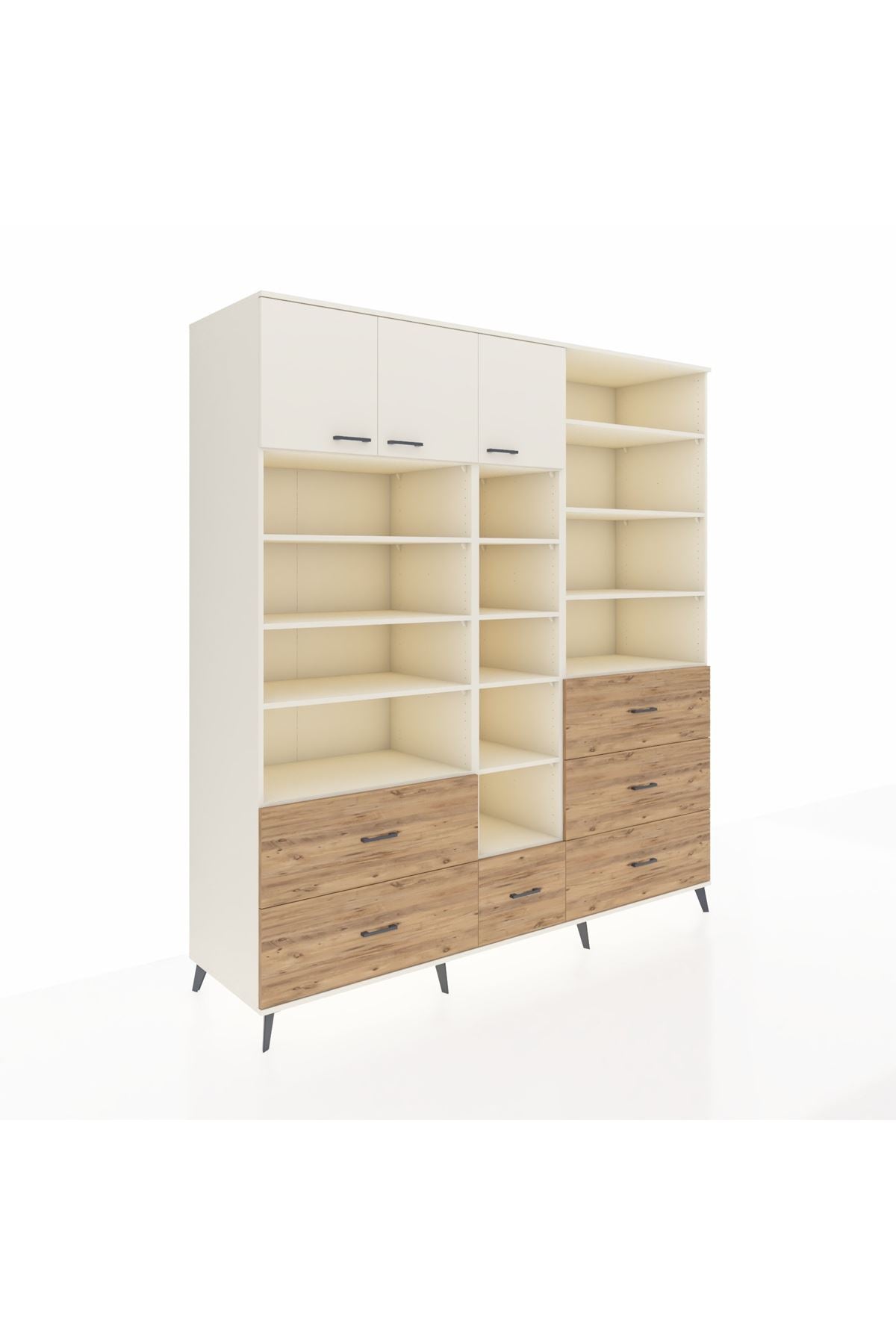 Kronos Dolap 17 Raflı 6 Çekmeceli 3 Kapaklı 220x59x243 - S784M023V06C