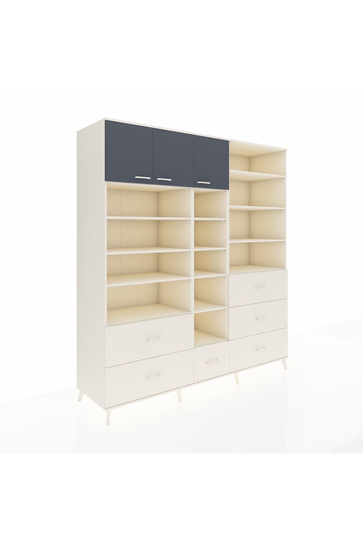 Kronos Dolap 17 Raflı 6 Çekmeceli 3 Kapaklı 220x59x243 - S784M023V07C