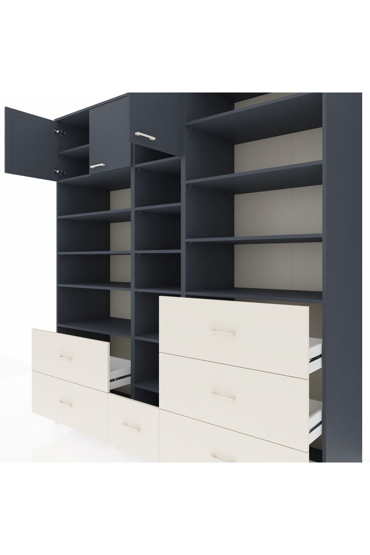 Kronos Dolap 17 Raflı 6 Çekmeceli 3 Kapaklı 220x59x243 - S784M023V16C