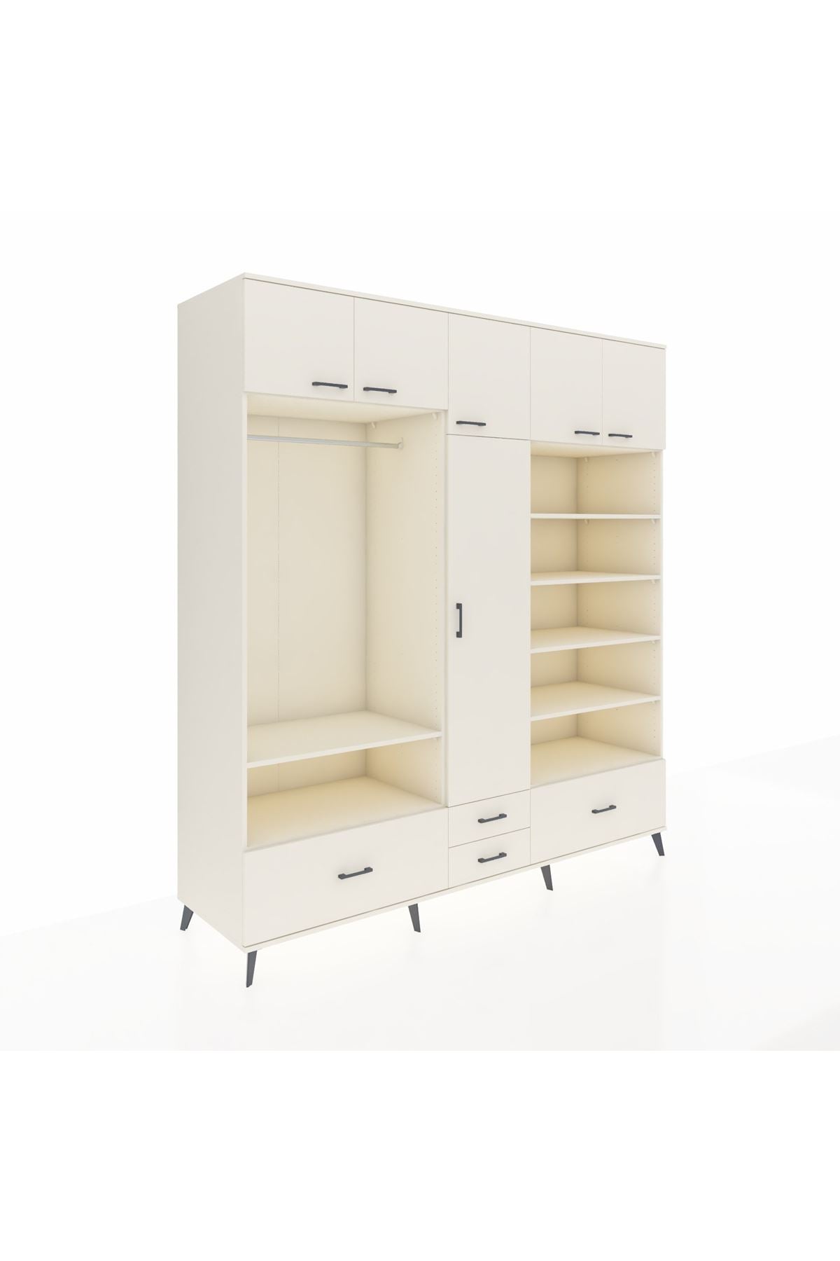 Kronos Dolap 18 Raflı 4 Çekmeceli Tek Askılı 220x59x243 - S784M024V04C