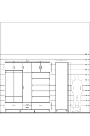 Kronos Dolap 18 Raflı 4 Çekmeceli Tek Askılı 220x59x243 - S784M024V05C