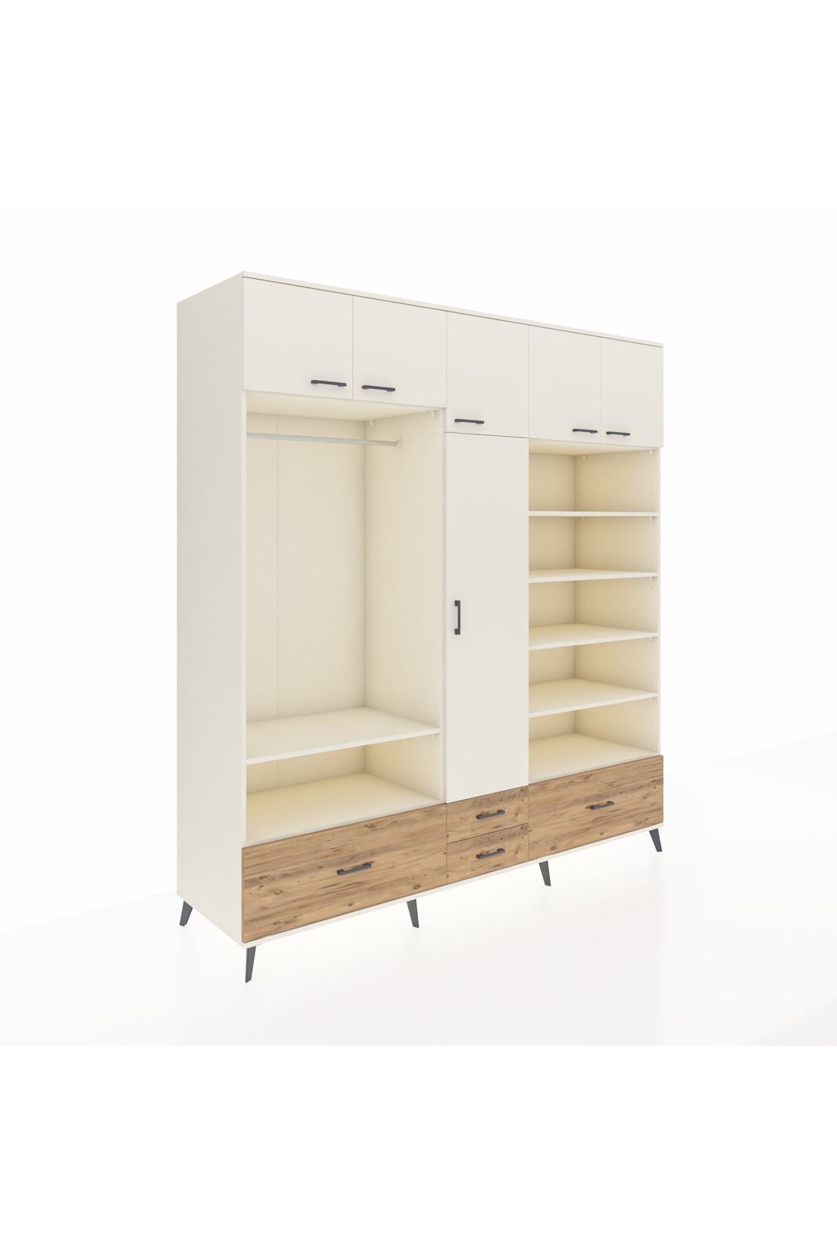 Kronos Dolap 18 Raflı 4 Çekmeceli Tek Askılı 220x59x243 - S784M024V06C