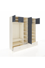 Kronos Dolap 18 Raflı 4 Çekmeceli Tek Askılı 220x59x243 Aytaşı-Antrasit/Aytaşı